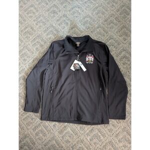 Core365 Mens Softshell Jacket Black Montgomery County Crest Full Zip NWT Large